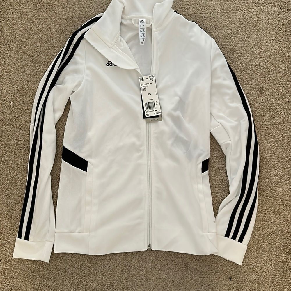 NWT Adidas white XS zip up jacket